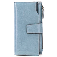 Genuine leather women's wallet long oil wax cowhide women's multi card wallet