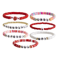 Bohemian style colorful soft ceramic elastic letter LOVE bead bracelet Bracelet