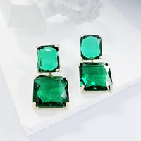 أقراط كريستال شفافة مربعة الشكل هندسية عصرية، أقراط طويلة أرجوانية أنيقة للنساء