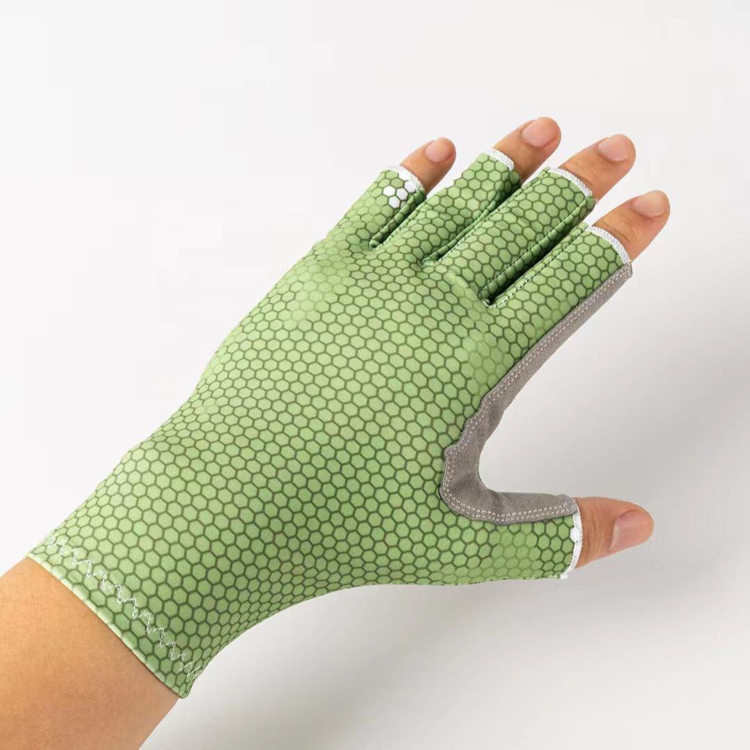 Fishing gloves, UV resistant and anti slip gloves, sun proof half finger outdoor sea fishing sports gloves