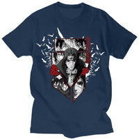 Japanese anime Naruto Uchiha Itachi print summer cotton handsome European men's short sleeved personalized T-shirt