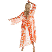 برتقالي شريط طباعة حمالة ملابس السباحة مثير ملابس السباحة النسائية رفع بحر السراويل قميص الحماية من الشمس انقسام ملابس السباحة