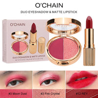 O'CHAIN Pearlescent two-color eyeshadow Matte lipstick does not fade and does not stick to the cup powdery delicate eyeshadow palette