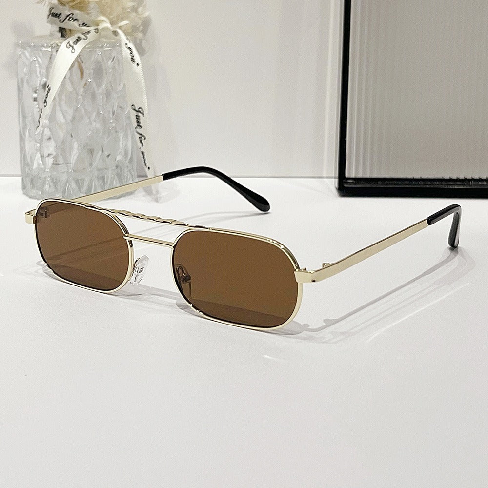 Fashionable and personalized square narrow frame fashionable sunglasses for men and women