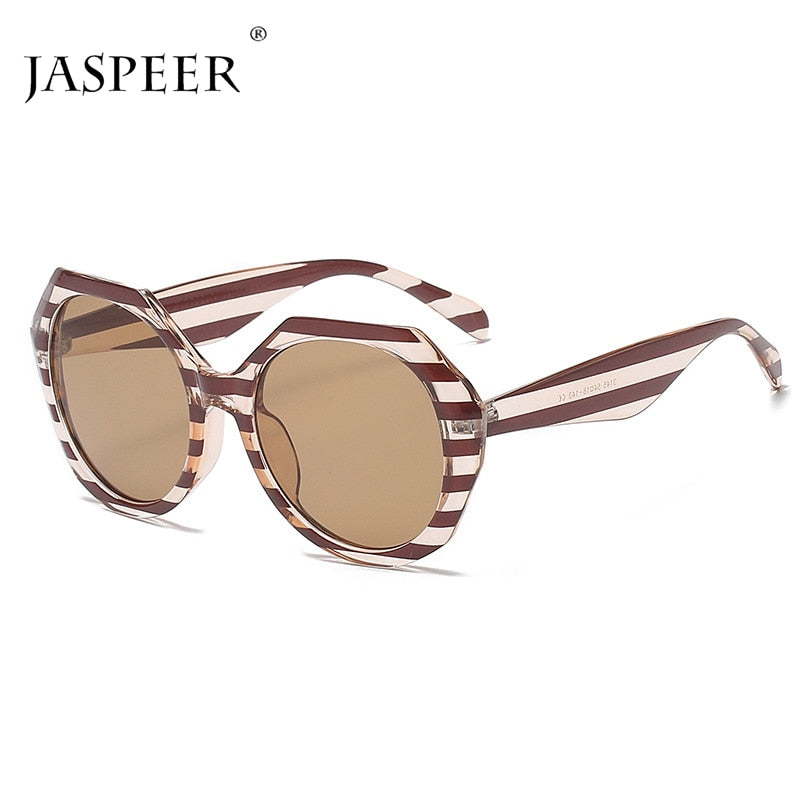 New Fashion Irregular Frame Sunglasses Ladies Ins Trendy Striped Large Frame Sunglasses