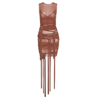 Sexy slim fit mesh dress dopamine summer outfit with a youthful and sweet spicy style