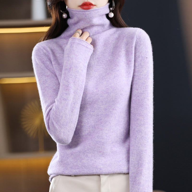 Woolen sweater, women's warm base sweater, fashionable long sleeved loose sweater, lapel top