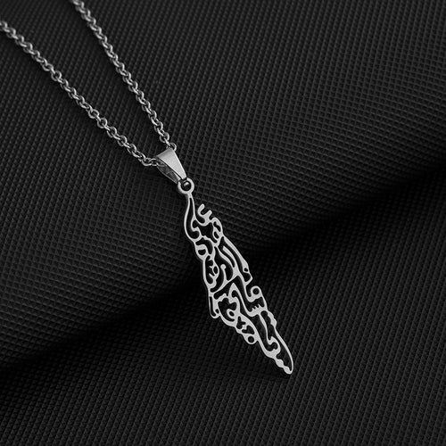 Stainless steel Israel and Palestine map necklace gender universal geometric titanium steel pendant