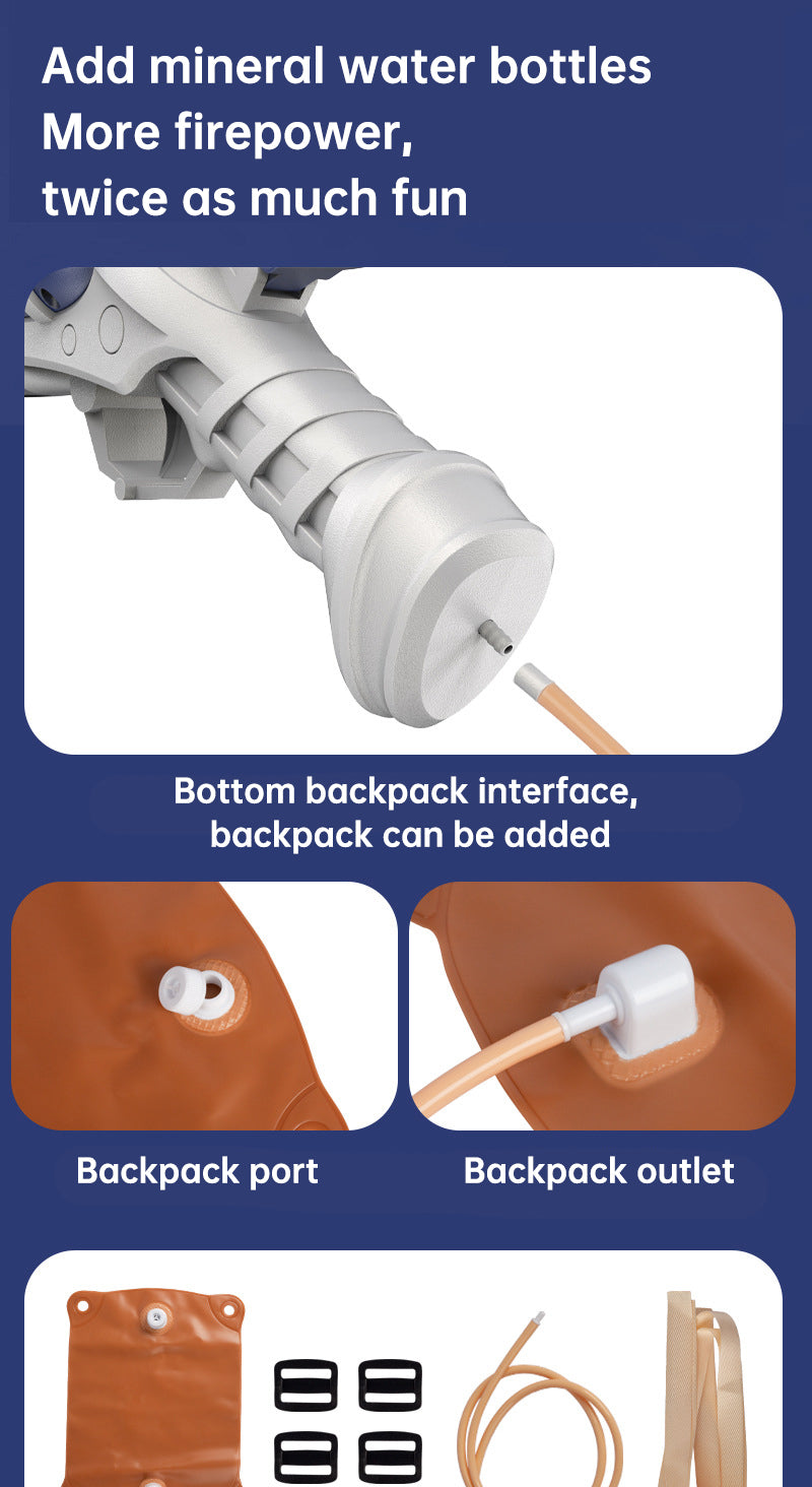 مسدس مياه كهربائي مزدوج الأنبوب للعب في الهواء الطلق ولعبة الحرب