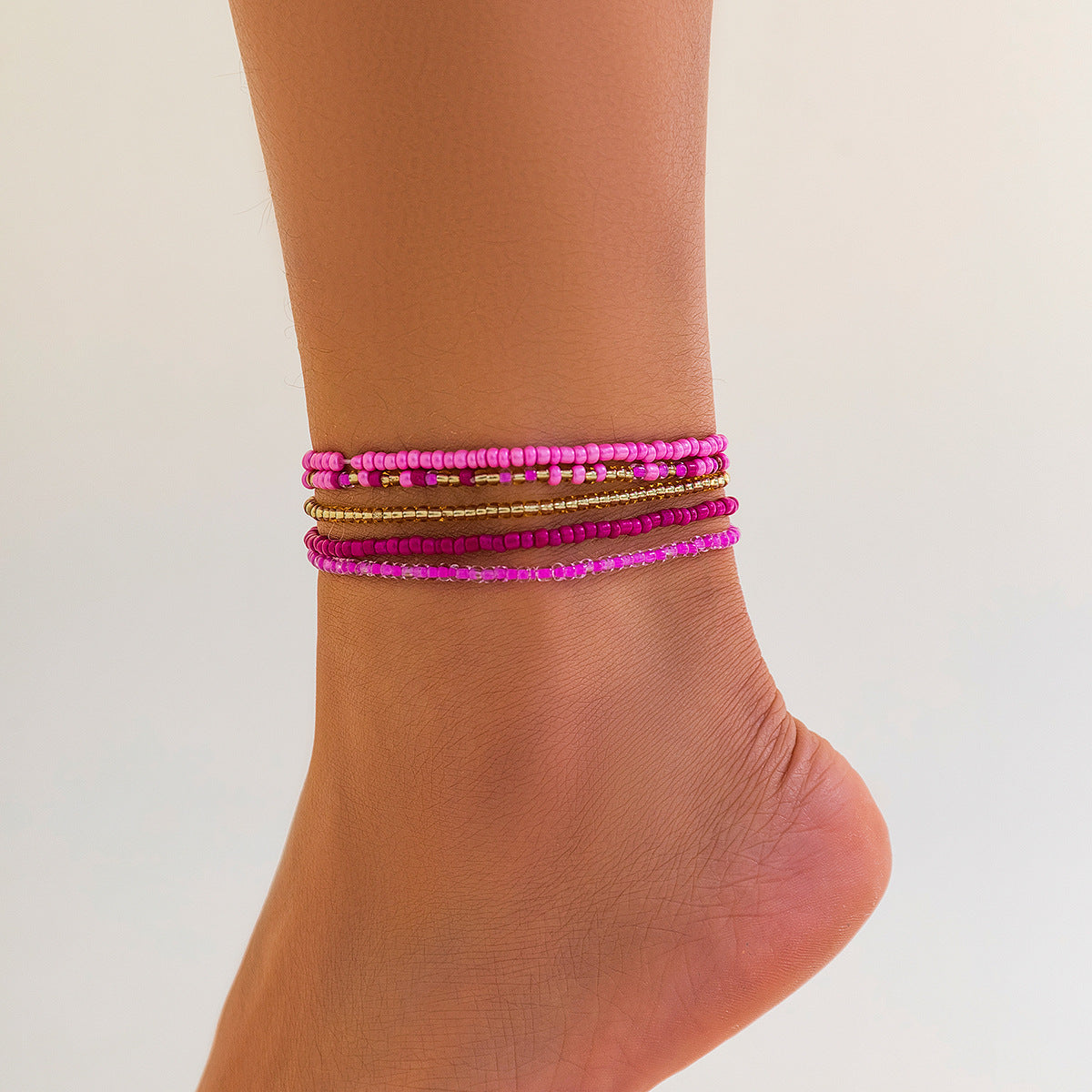 Melad color summer beach rice bead ankle chain Anklet multi-layer stacking versatile ankle chain