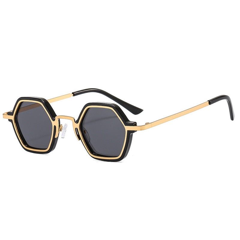 Punk Hip-Hop New Sunglasses Personality Small Frame Polygonal Metal Mixed Men And Women Fashion Sunglasses
