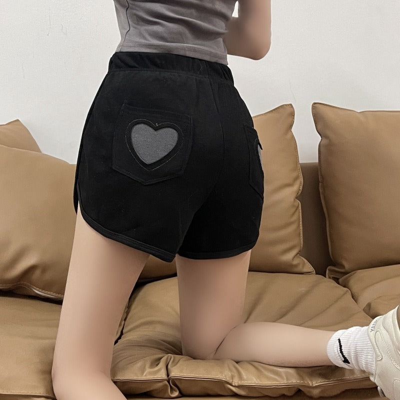 Pocket sports shorts for women in summer, loose straight leg slimming and casual trendy Hong Kong style wide leg pants