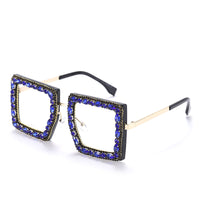 New Square Plain Glasses Hand-Encrusted Fashion Flat Mirror Anti-Blue Light Computer Glasses Frame