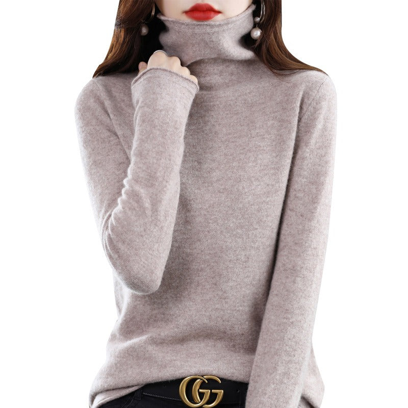 Woolen sweater, women's warm base sweater, fashionable long sleeved loose sweater, lapel top