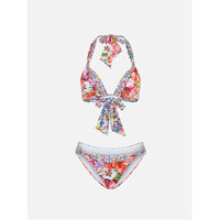 European and American fashion sexy women's printed hollow out one piece swimsuit with strap swimsuit set