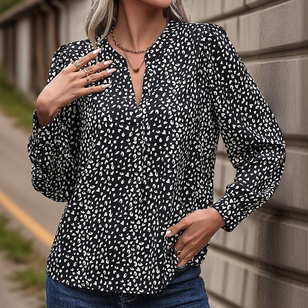 Spring and Autumn Style European and American Women's Multi color Long sleeved Leopard print Shirt for Women