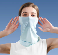 Ice Silk Sunscreen Mask Sunshade Female Summer Anti-Ultraviolet Quick-Drying Neck Cover Cold Face Protection Neck Hanging Ear Headband