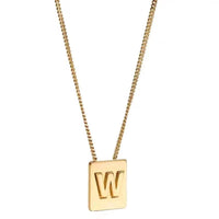Stainless steel square letter necklace design titanium steel 26 letter necklace for women