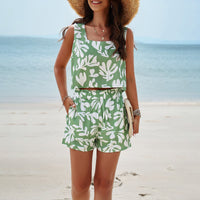 European and American women's spring and summer temperament casual printed vest set