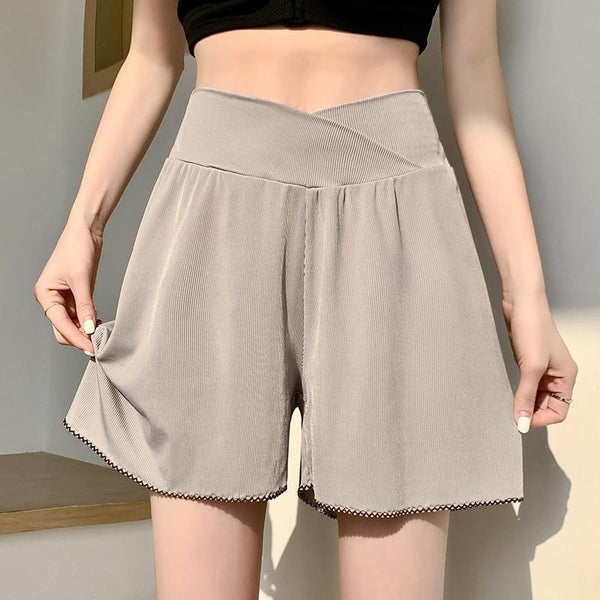 Pregnant women's safety pants, summer anti glare, ice silk loose low waisted bottom shorts, worn over summer in large sizes