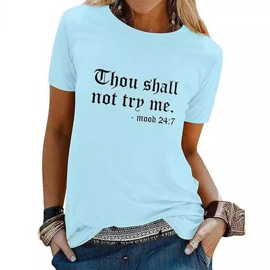 European and American personalized letter printed street casual women's new T-shirt made of pure cotton