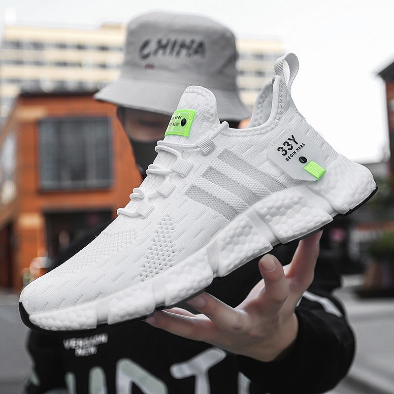 Flyknit breathable running shoes with lightweight mesh surface for men's casual shoes