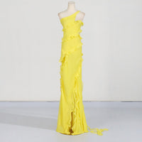 Elegant style one shoulder dress long skirt