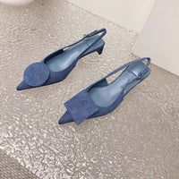 Small and minimalist pointed bow women's high heels, slim heels, runway sandals