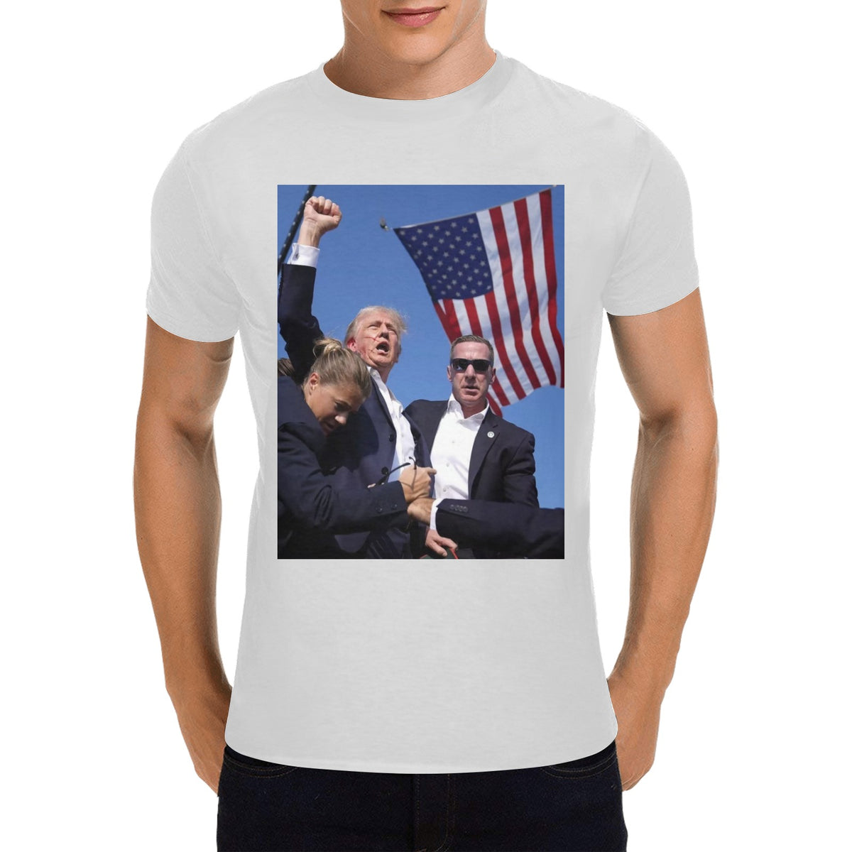 (All Printing) Gildan - Men - Heavy Cotton T-Shirt - 5000(White)(One Side Printing)（Made in USA，Ships to USA Only）Gray