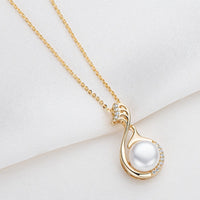 Little Swan White Freshwater Pearl Necklace Women's Fashion and Elegance Gold Wrapped Pendant