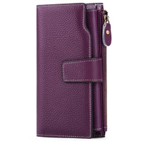 Genuine leather women's wallet long oil wax cowhide women's multi card wallet