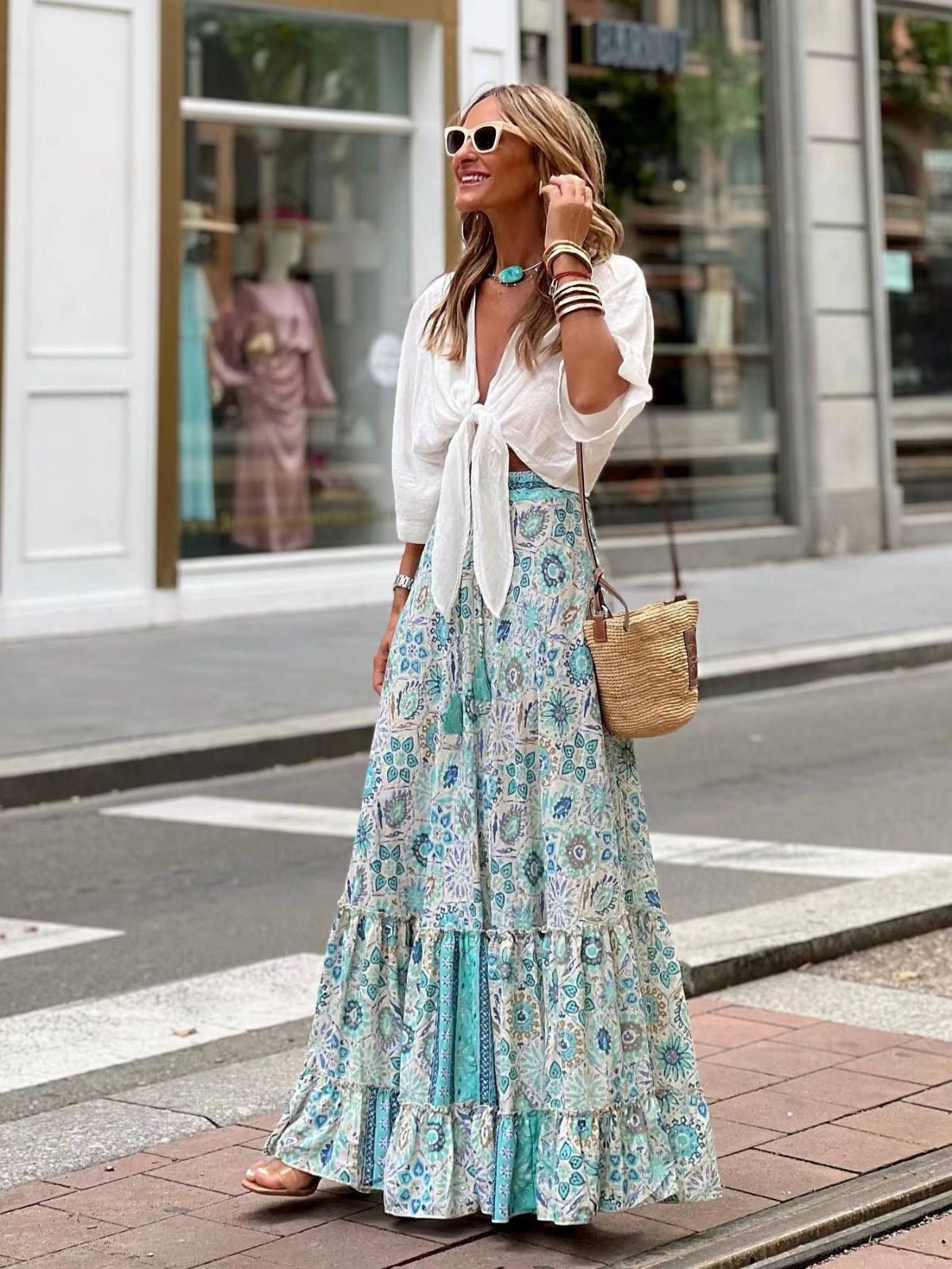 تنورة طويلة متأرجحة كبيرة من New Leisure Vacation نصف تنورة للنساء