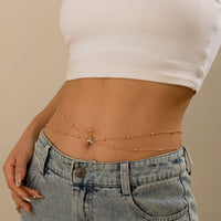 Trendy round bead alloy tassel pendant waist chain BodyChain simple temperament waist accessory for women