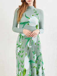 طقم مكون من قطعتين بنصف تنورة، طقم تنورة نسائية مطبوعة بأكمام طويلة