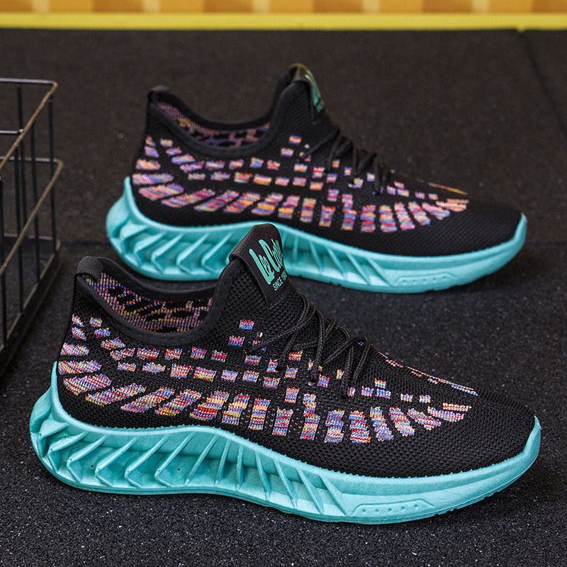 Men's Flying Weave Breathable Casual Shoes Korean Edition Trendy Running Shoes Fashion Student Shoes Sports Shoes