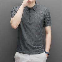 Polo collar fashionable casual short sleeved t-shirt personalized breathable half sleeved top Father's Day
