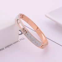 Handmade titanium steel movable three diamond rose gold women's bracelet with versatile and fashionable charm