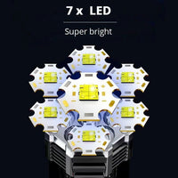 High Power LED Flashlight Powerful USB Rechargeable Torch Handheld Portable Outdoor Lamp Built-in Battery COB 7 LED Flashlights