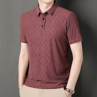 Business casual summer fashion seamless flip collar ice silk top Father's Day