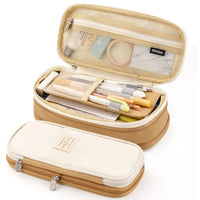 Large capacity canvas pencil case color matching retractable pencil case for primary and secondary school students