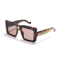New Flat Top Sunglasses Classic Versatile Retro Diamond Metal Diamond Trend Sunglasses