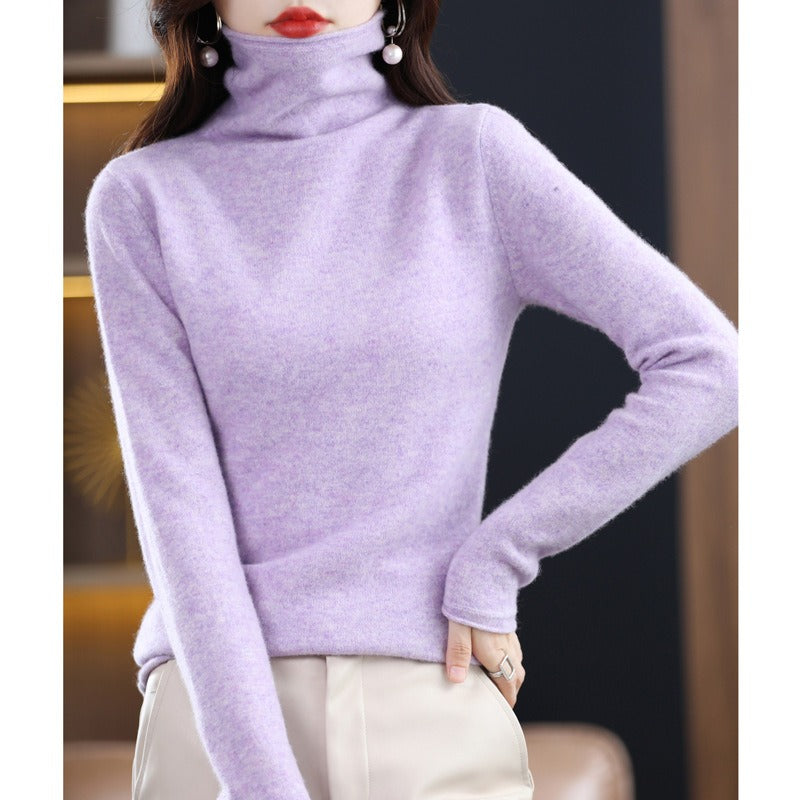 Woolen sweater, women's warm base sweater, fashionable long sleeved loose sweater, lapel top