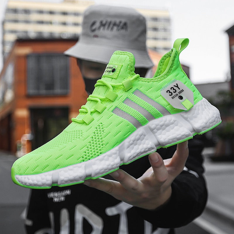 Flyknit breathable running shoes with lightweight mesh surface for men's casual shoes