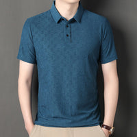 Business casual summer fashion seamless flip collar ice silk top Father's Day