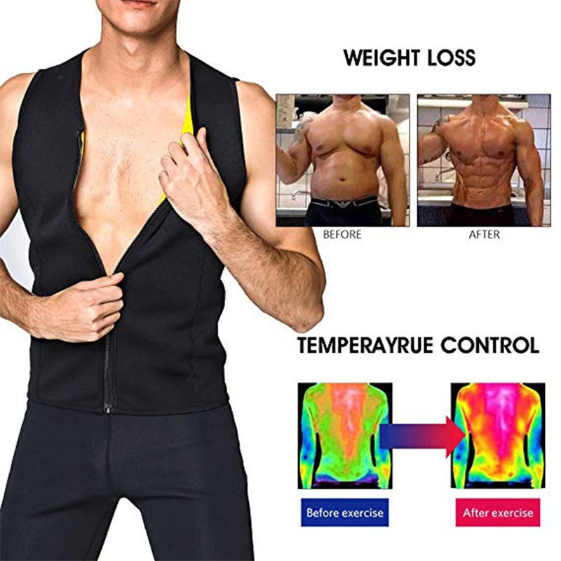 Men's sports shapewear, zipper vest, sweatshirt, chloroprene rubber sweatshirt, fitness corset