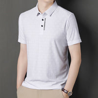 Business casual summer fashion seamless flip collar ice silk top Father's Day