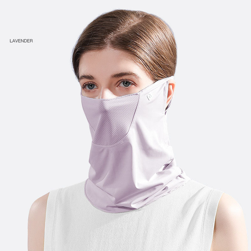 Ice Silk Sunscreen Mask Sunshade Female Summer Anti-Ultraviolet Quick-Drying Neck Cover Cold Face Protection Neck Hanging Ear Headband