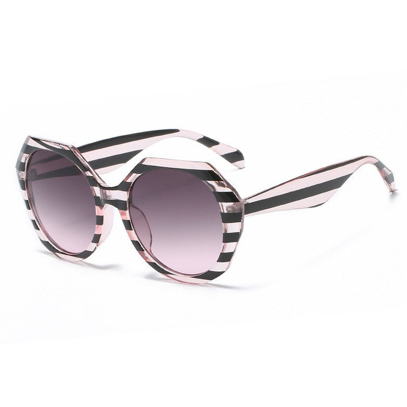New Fashion Irregular Frame Sunglasses Ladies Ins Trendy Striped Large Frame Sunglasses