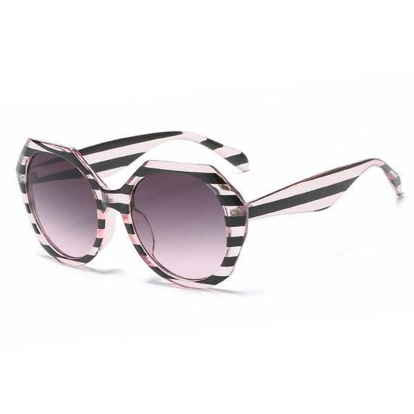 New Fashion Irregular Frame Sunglasses Ladies Ins Trendy Striped Large Frame Sunglasses