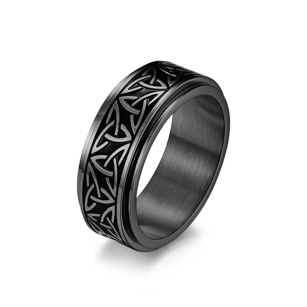 Nordic Norwegian Viking Triangle Rotatable Titanium Steel Ring for Men and Women Decompression Ring Handicraft